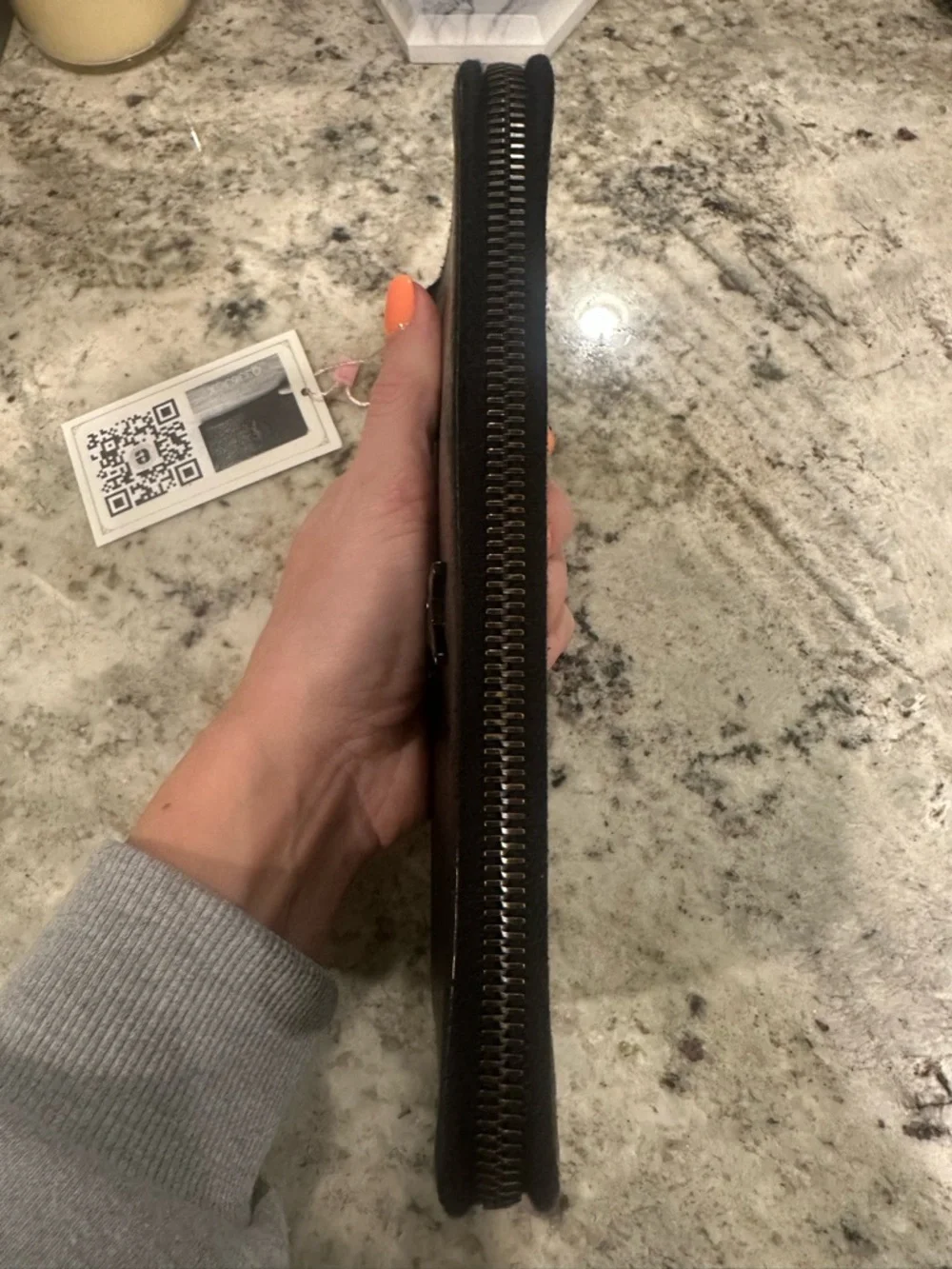 Saint Laurent Black Croc-Embossed Zip Around Wallet with YSL Logo - Picture 6 of 12